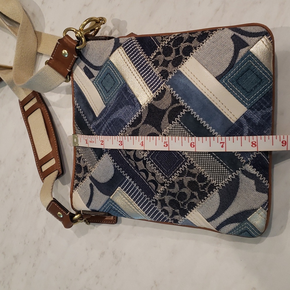 Coach Vintage Patchwork Blue/White Crossbody Bag … - image 6